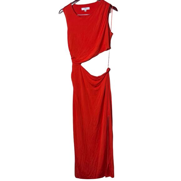 Atlein Cut Out Sleeveless Orange Maxi Long Dress side Split sz XL - Picture 2 of 8